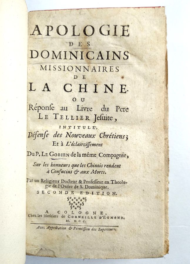 Apologie des Dominicains Missionaires de La Chine (1700)