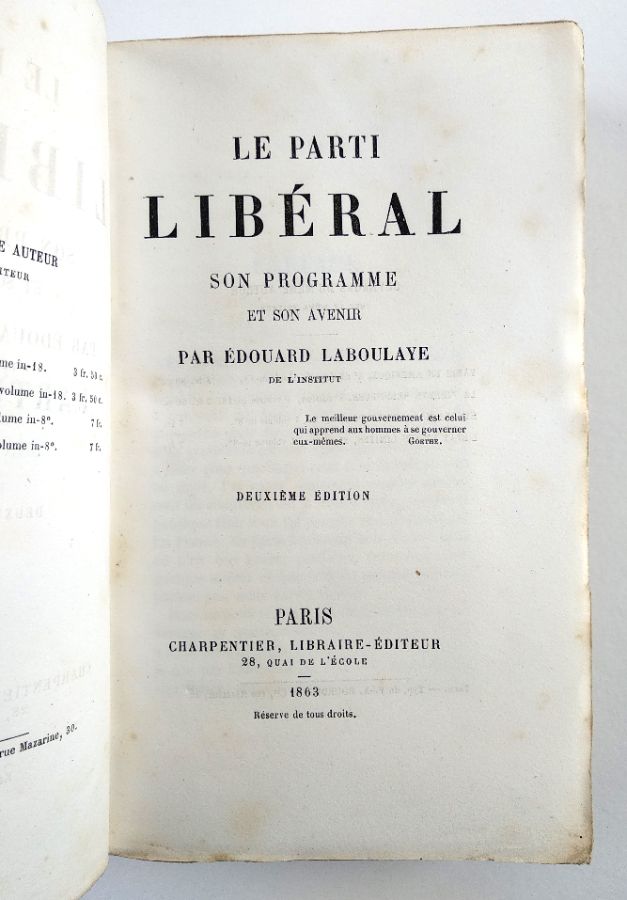 Le Parti Liberal, son programme et son avenir (1863)