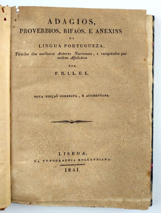 Adagios, Proverbios, Rifãos e Anexins da Lingua Portuguesa (1841)