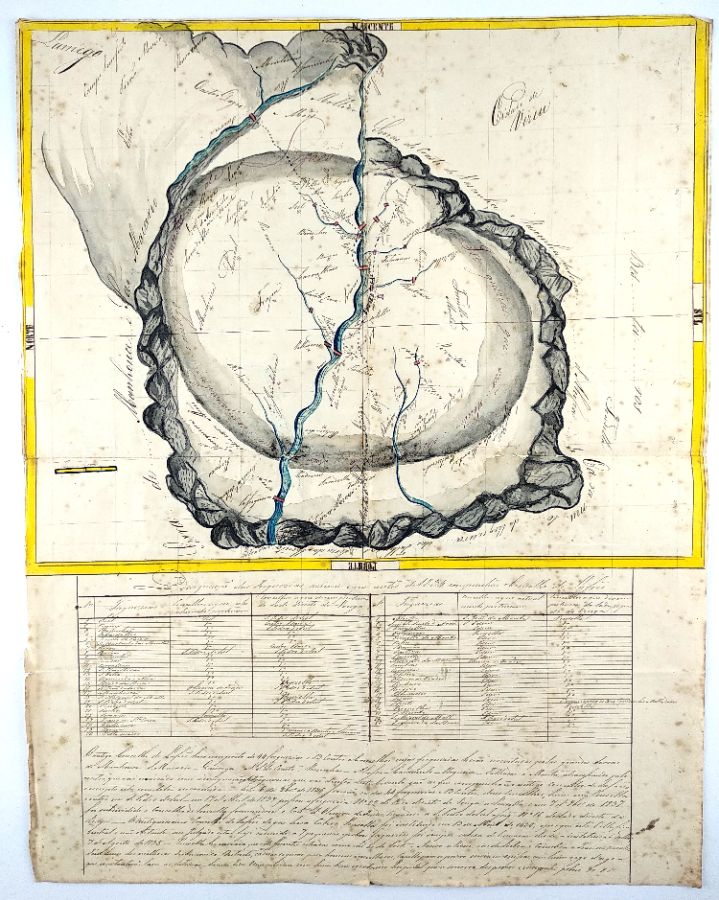 Mapa realizado e pintado à mão, do extinto concelho de Lafões (século XIX)