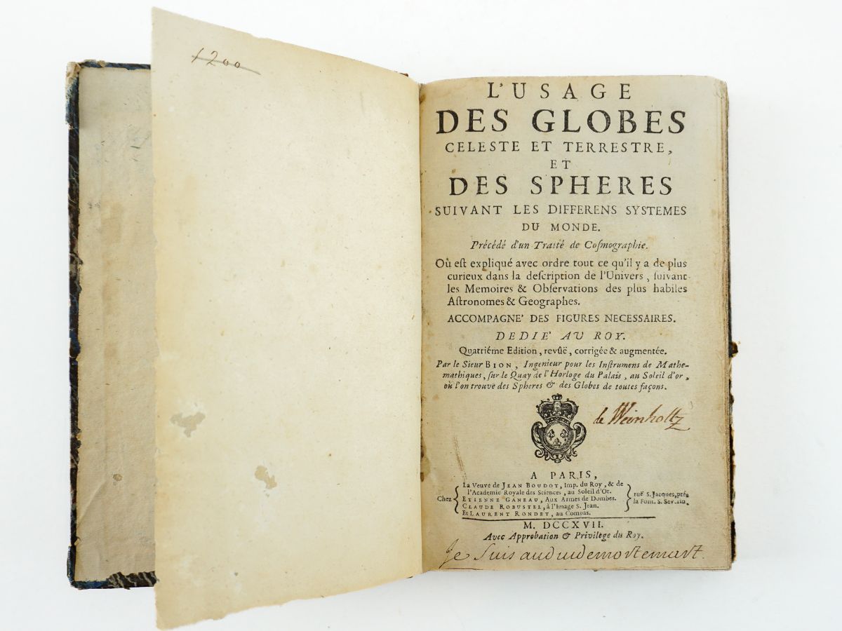 Lusage Des Globes Celeste Et Terrestre et Des Spheres – 1717