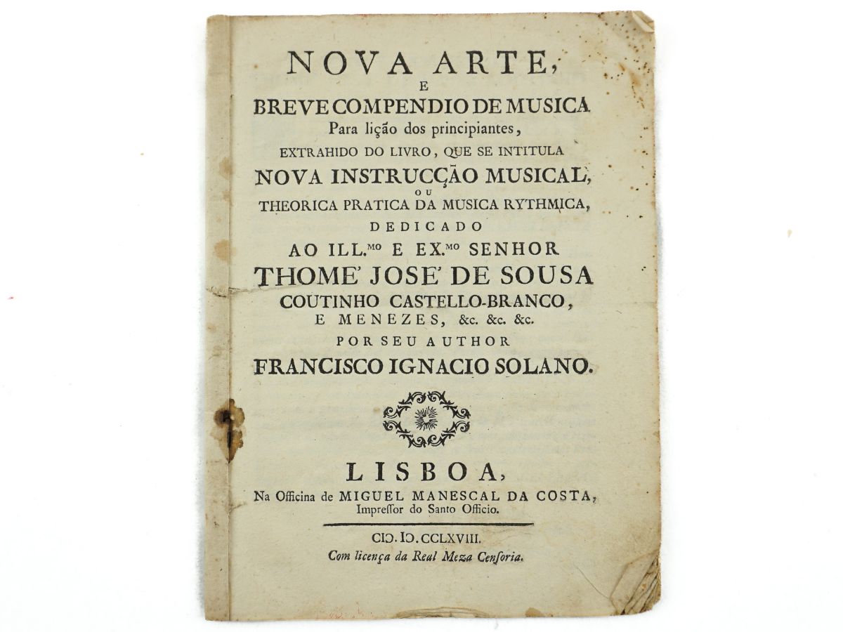 Nova arte, e breve compendio de musica para lição dos principiantes (1768)