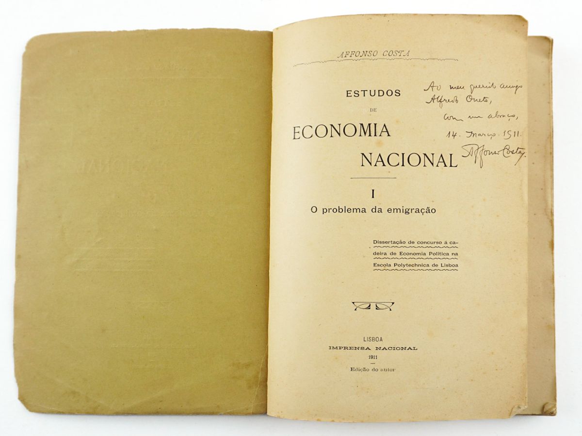 Afonso Costa – livro autografado (1911)