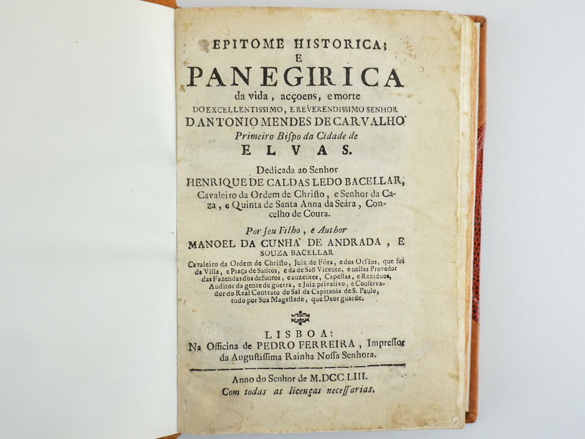 Obra sobre o primeiro Bispo de Elvas (1753)