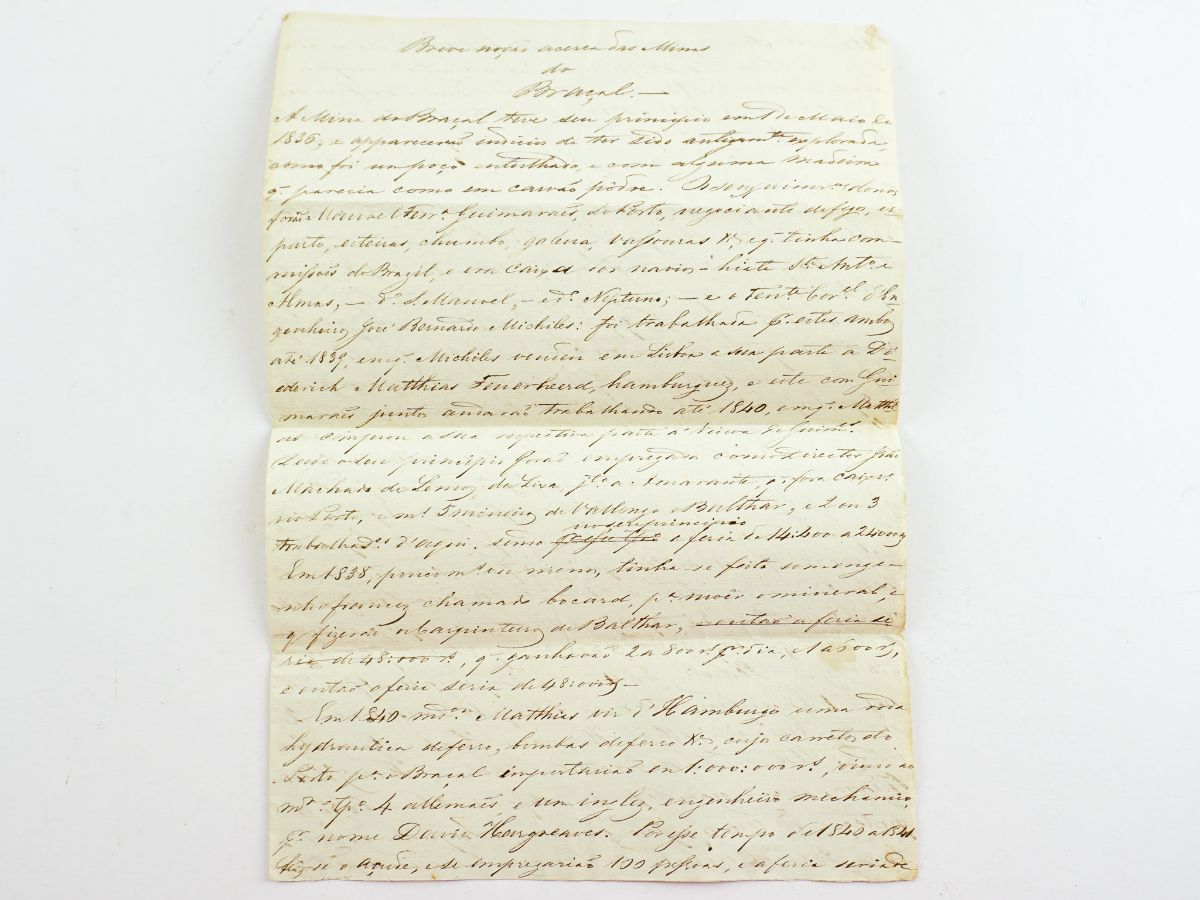 Manuscrito Minas do Braçal - 1855