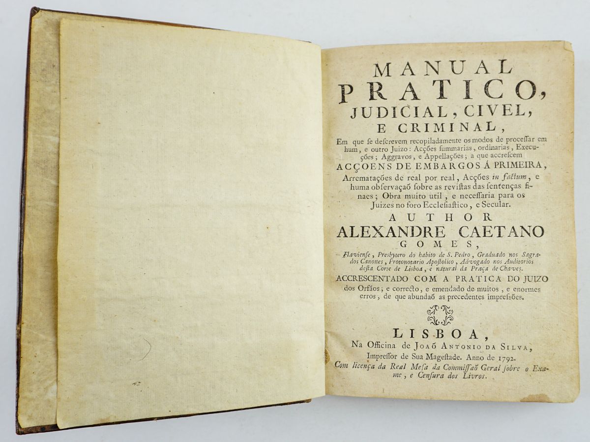 Manual Pratico Judicial, Civil, e criminal (1792)