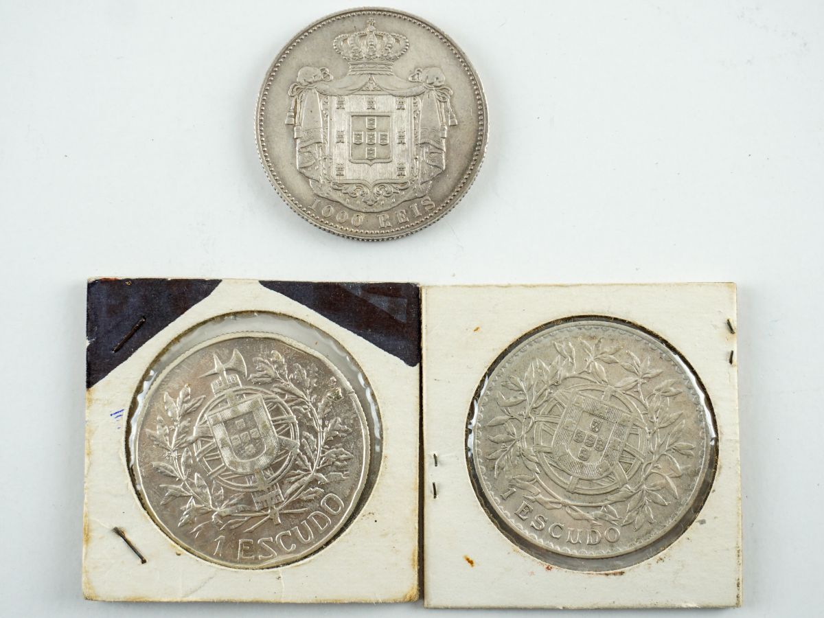 3 Moedas em Prata Portuguesa