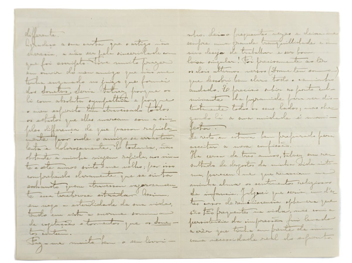 Carta do poeta e ensaísta Jaime de Magalhães Lima (1859 – 1936)