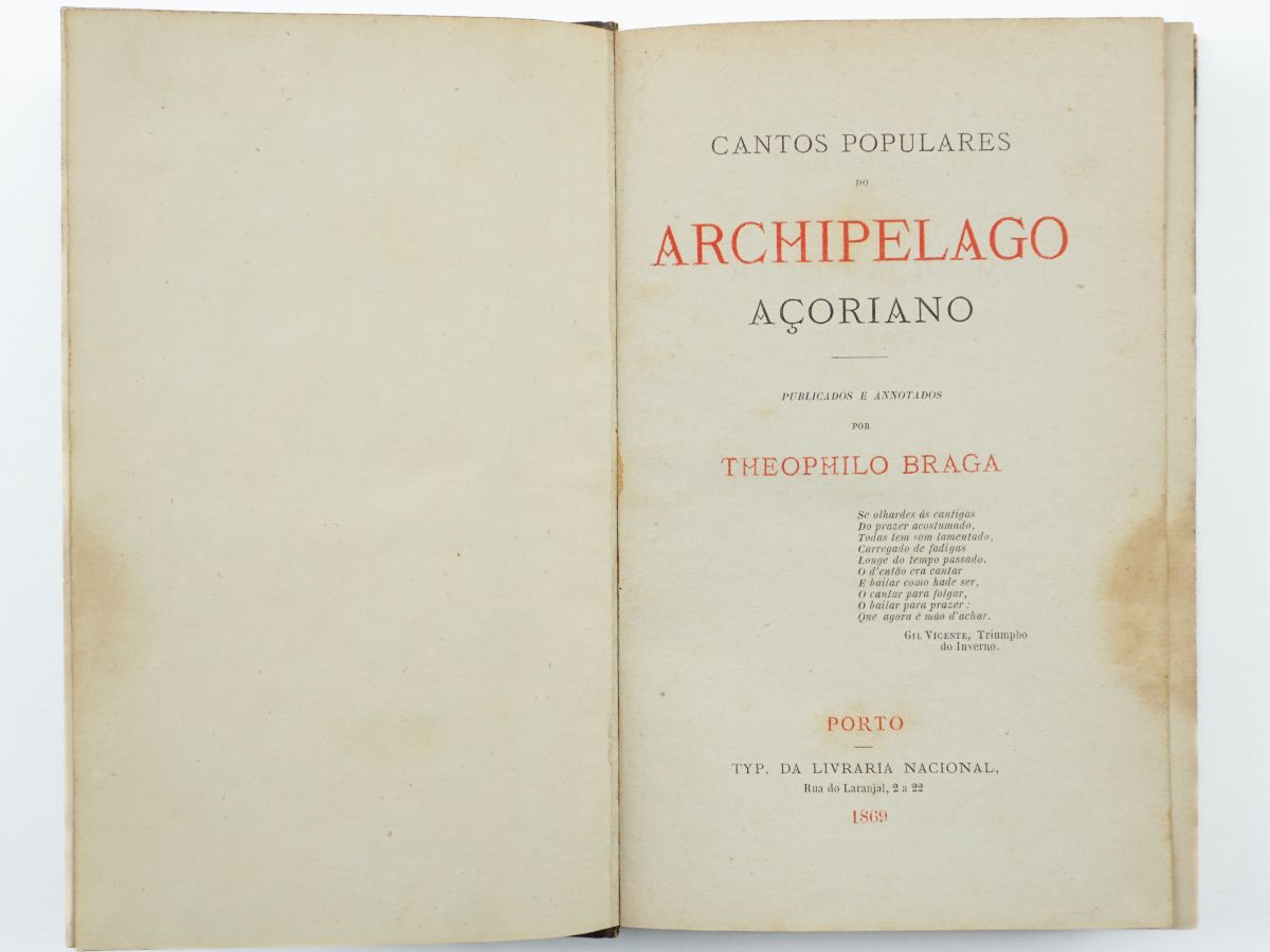 Cantos Populares do Archipelago Açoriano (1869)