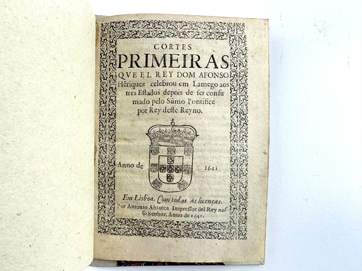 Raríssima edição de 1641 das Cortes de Lamego