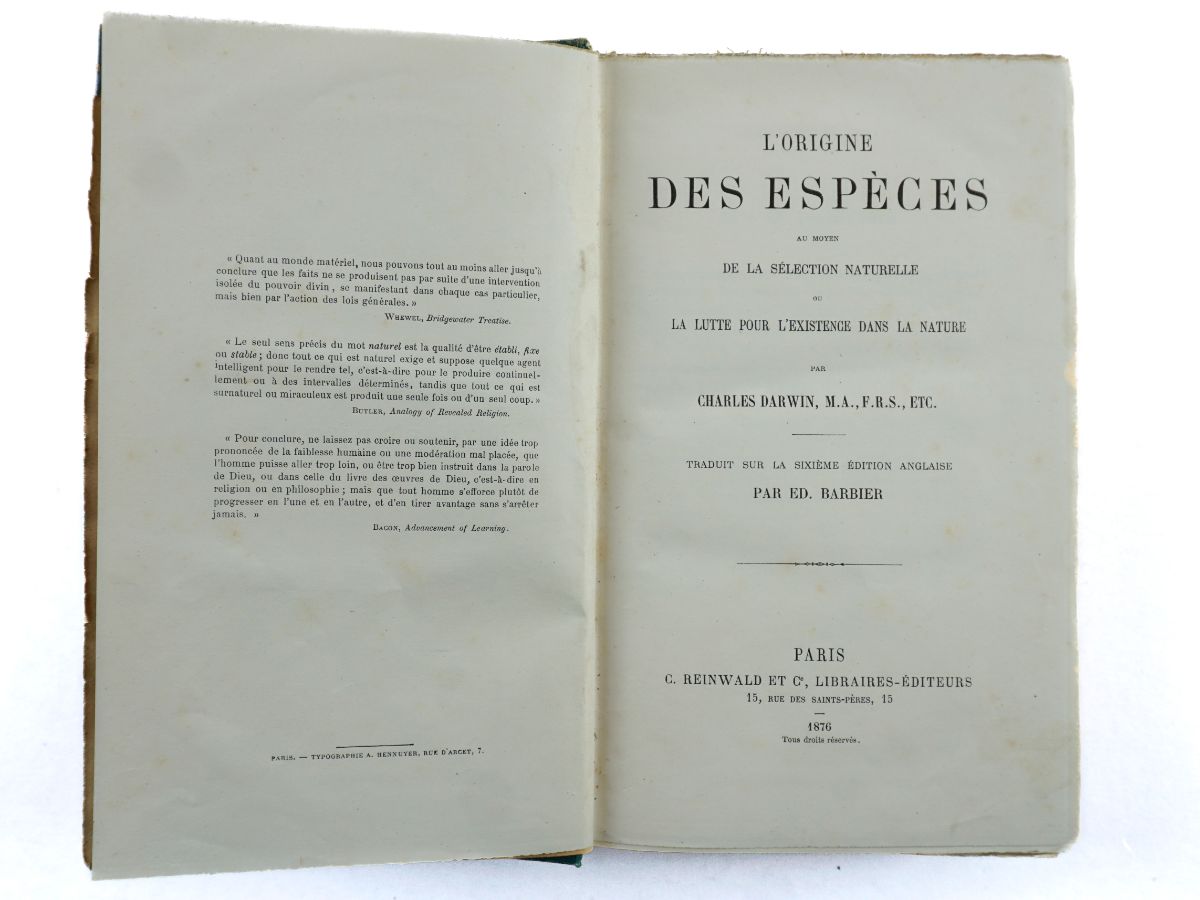 L'Origine des espèces – 1876