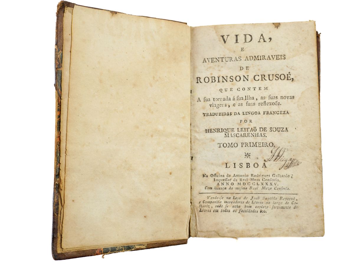 Vida e Aventuras Admiráveis de Robinson Crusoé – Primeira edição em português - 1785