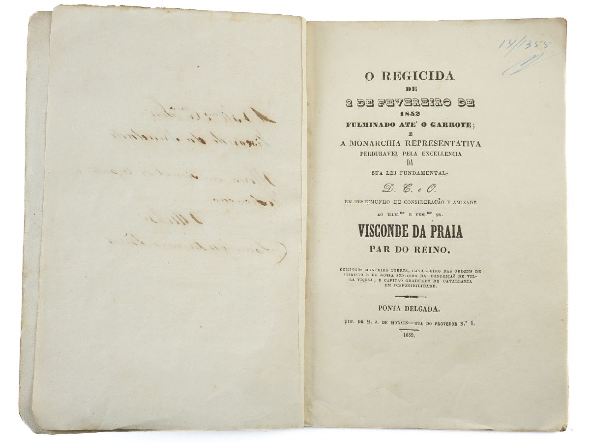 Obra publicada em Ponta Delgada sobre o atentado contra Isabel II de Espanha (1852)