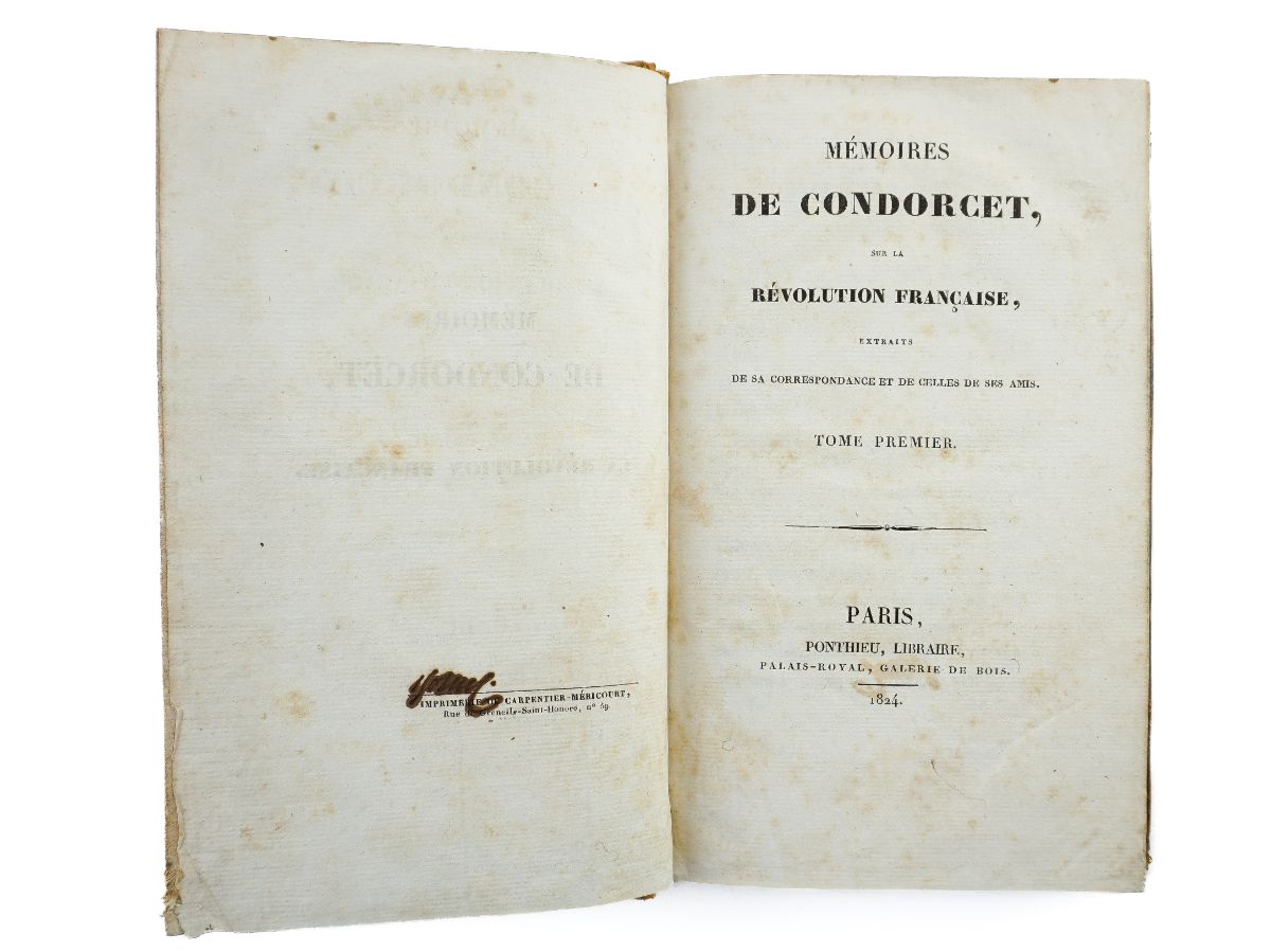 Memórias de Condorcet sobre a Revolução Francesa (1ª edição, 1824)