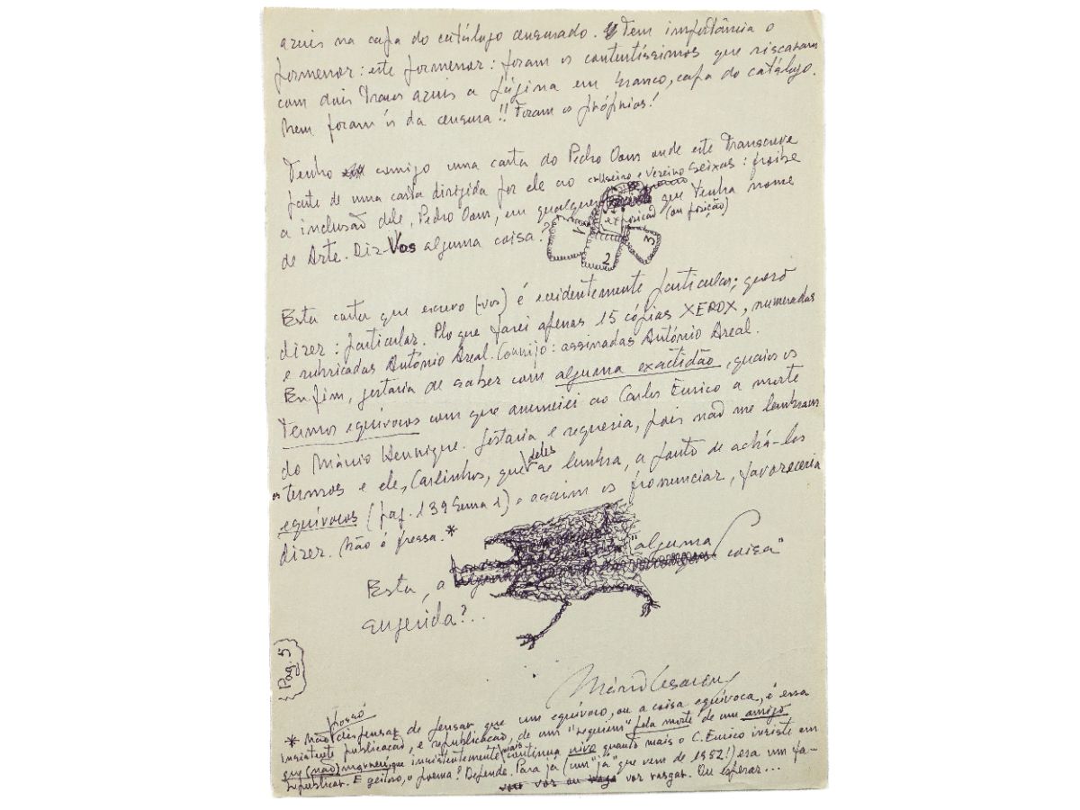 Mário Cesariny – manuscrito e desenho