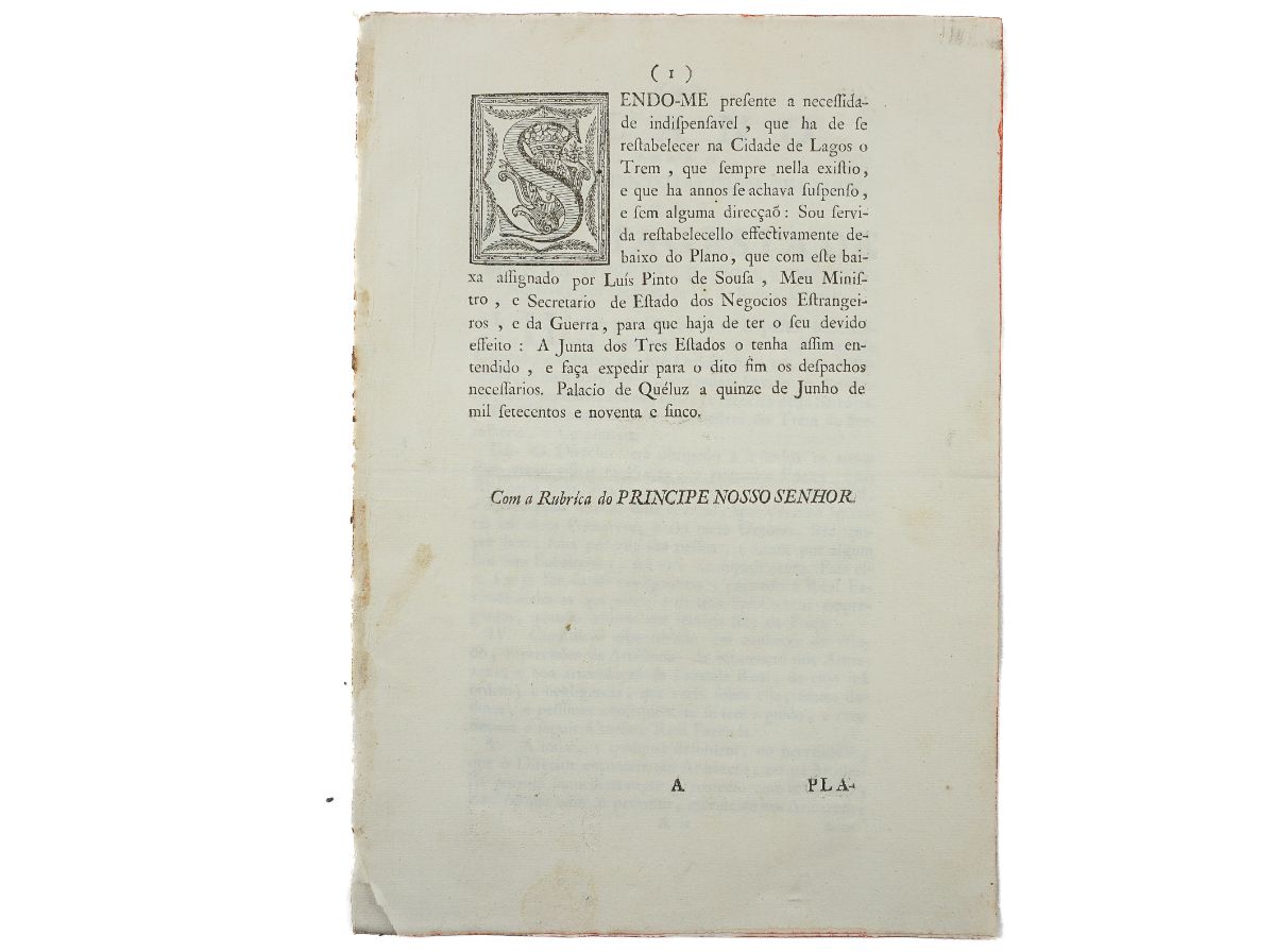 Plano do Estabelecimento do Trem da cidade de Lagos (1795)