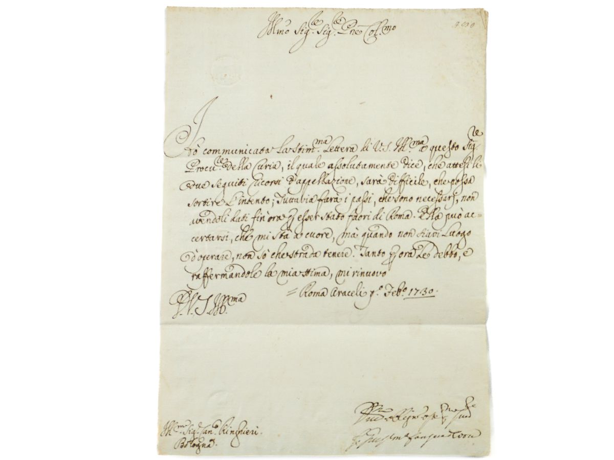 Carta de D. José Maria da Fonseca e Évora ao Cónego Ringhieri