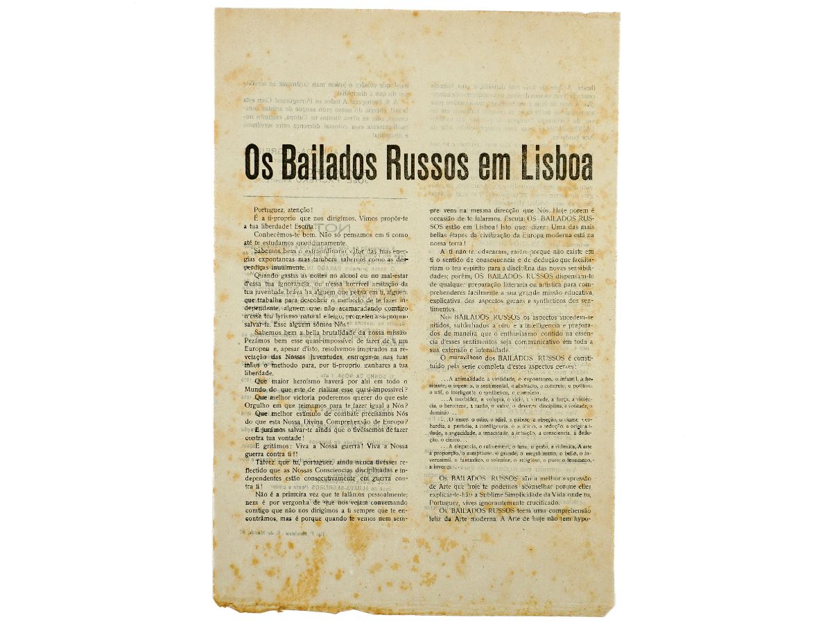 José de Almada – Negreiros – Manifesto - Os Bailados Russos em Lisboa