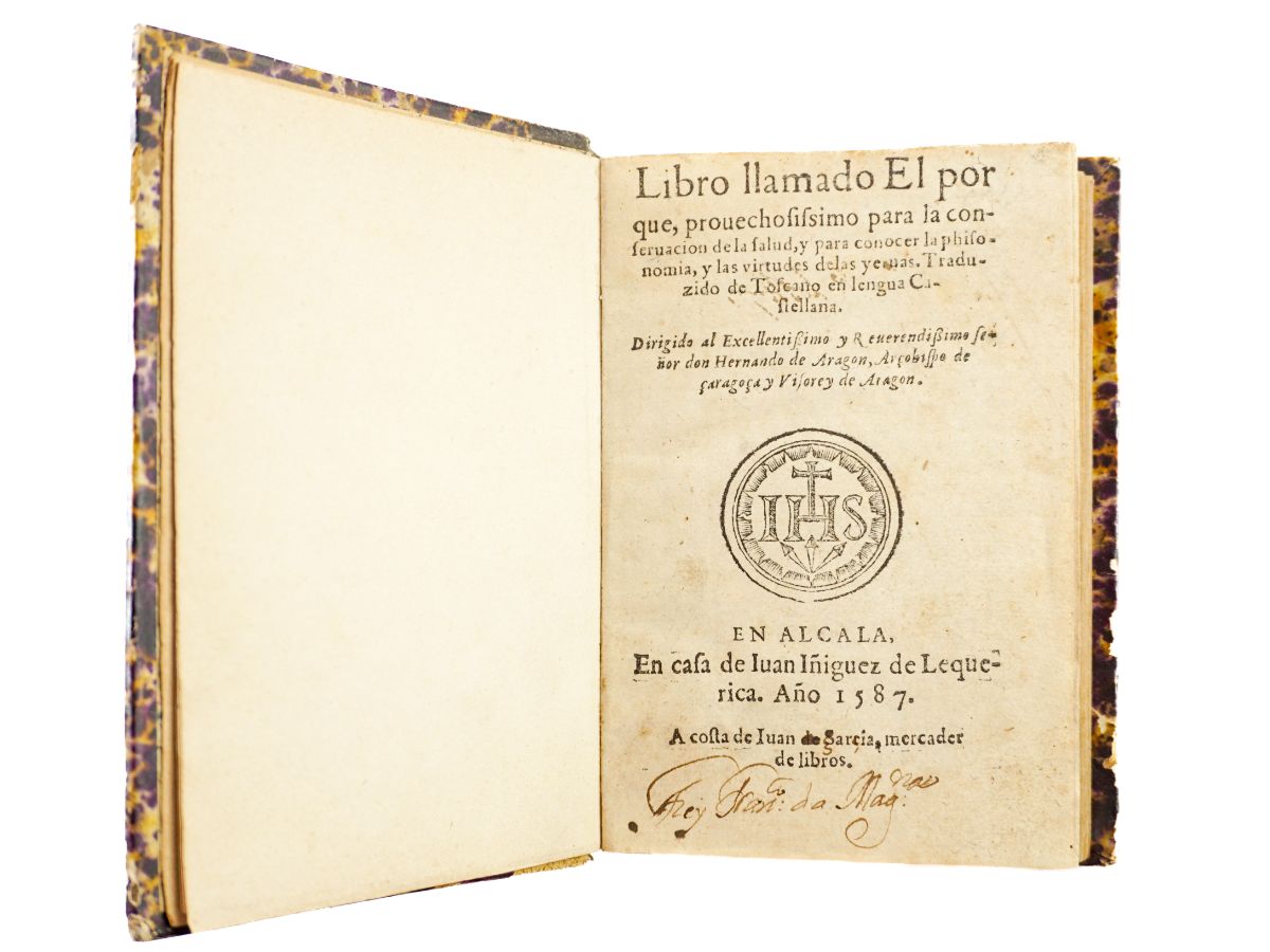 Libro llamado El porqué, provechossisimo para la conservación de la salud (1587)