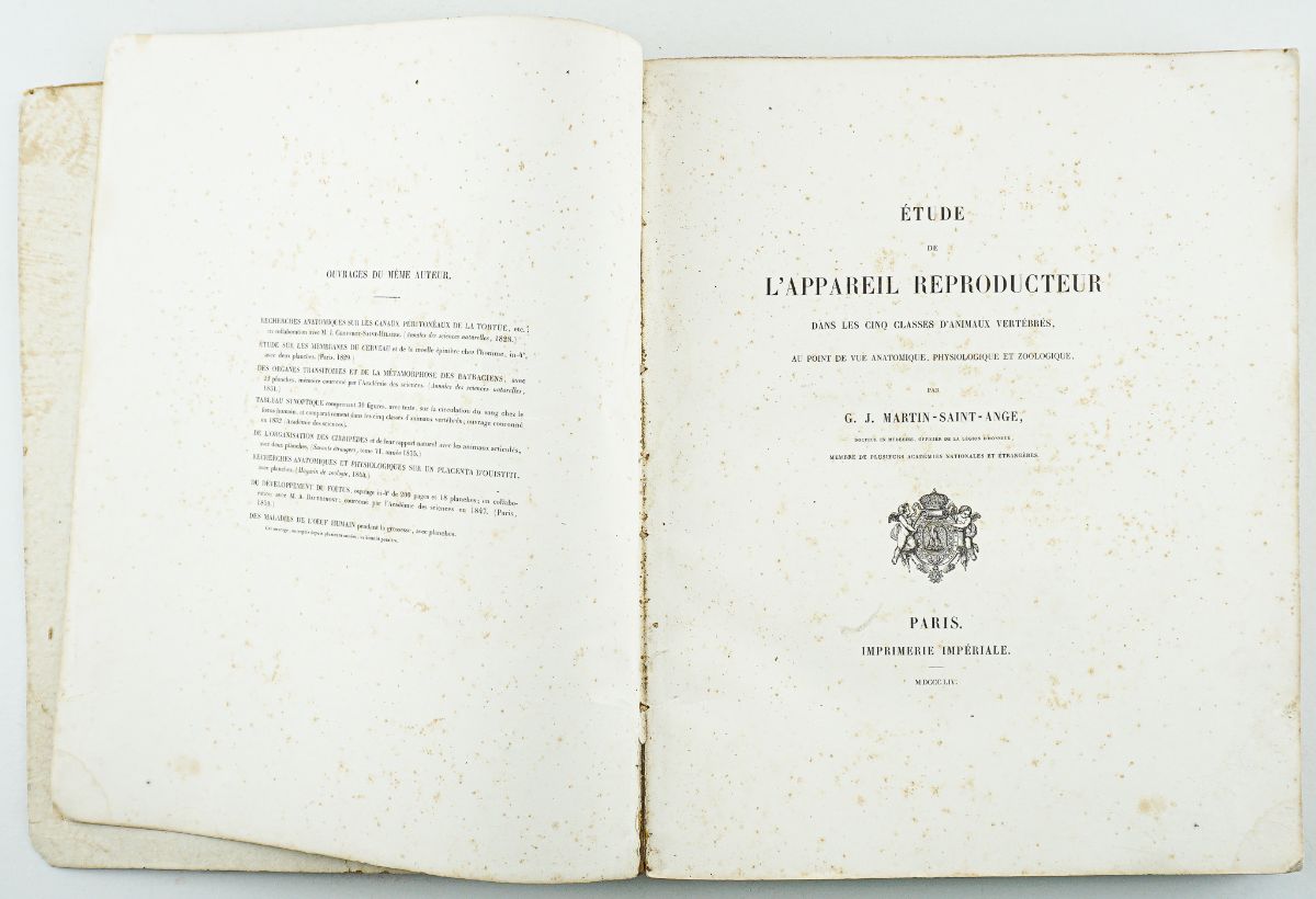 Etude de l'appareil reproducteur dans cinq classes d'animaux vertébrés (1854)